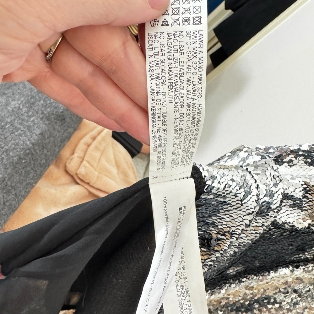 NWT Zara Women's Small Sequin Spaghetti Mini Slip A-line Dress Silver‎ Sparkle - Picture 7 of 7